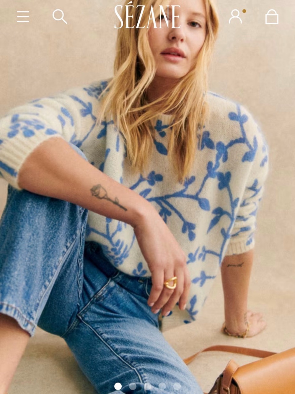 Sezane Pelagie Jumper Ecru/Blue